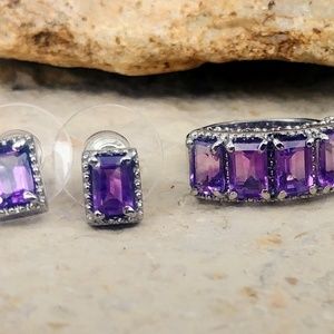 Amethyst Earrings and Ring Set